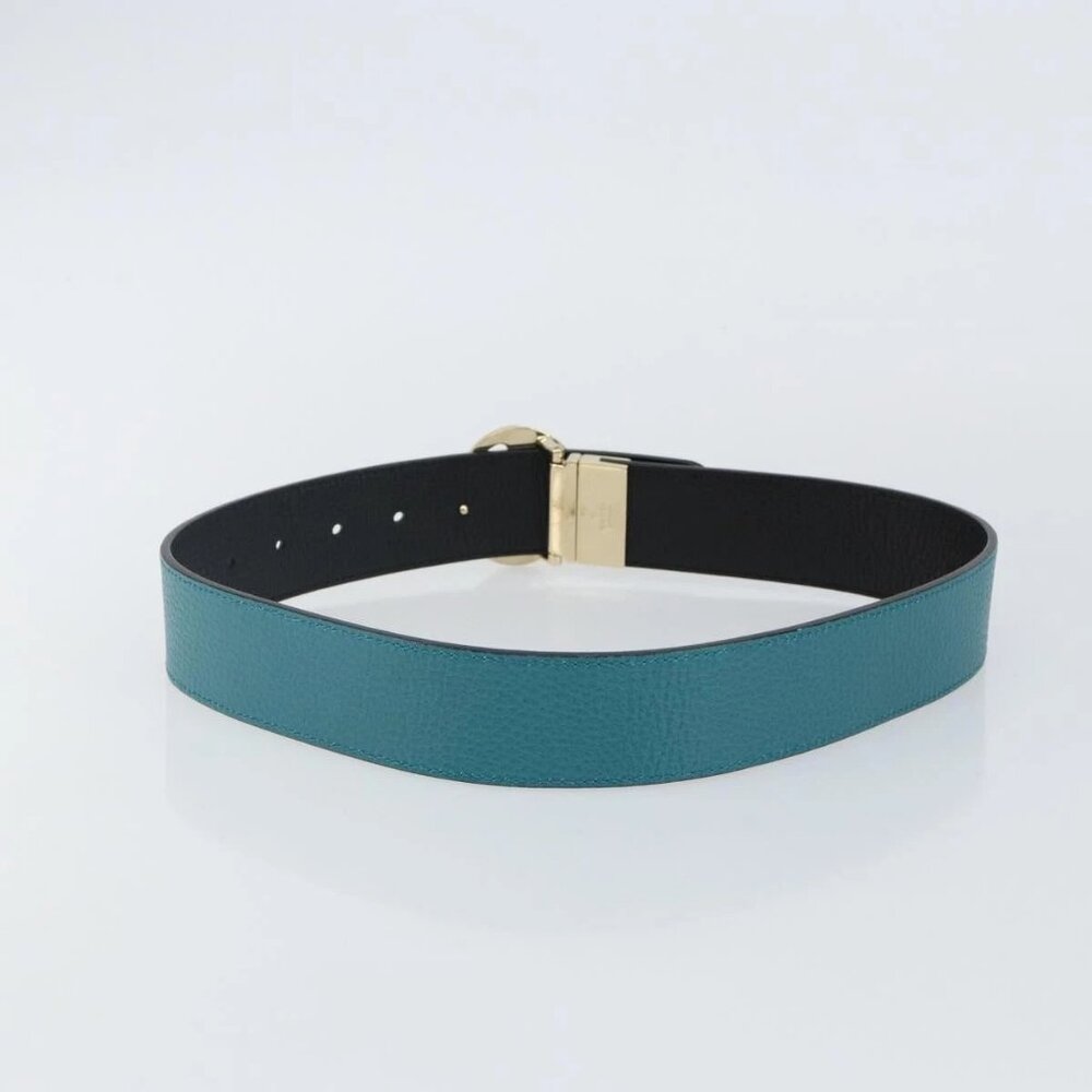 GUCCI Belt Leather Outlet Turquoise Blue Auth - Picture 2 of 11